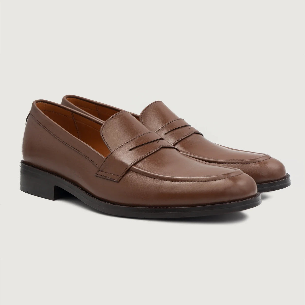 Baxton Καφέ Δερμάτινα μοκασίνια Ανδρικό in Brown Full-Grain Leather - Πλαϊνή όψη | Αγορά online