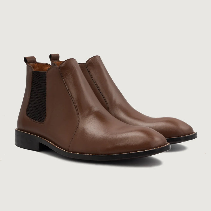 Clarkson Chelsea Καφέ Leather Boots Ανδρικό