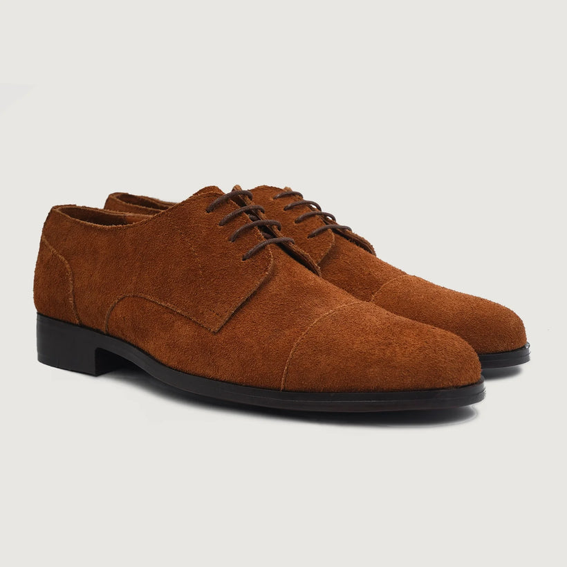 Attorney Derby Καφέ Suede Leather Shoes Ανδρικό