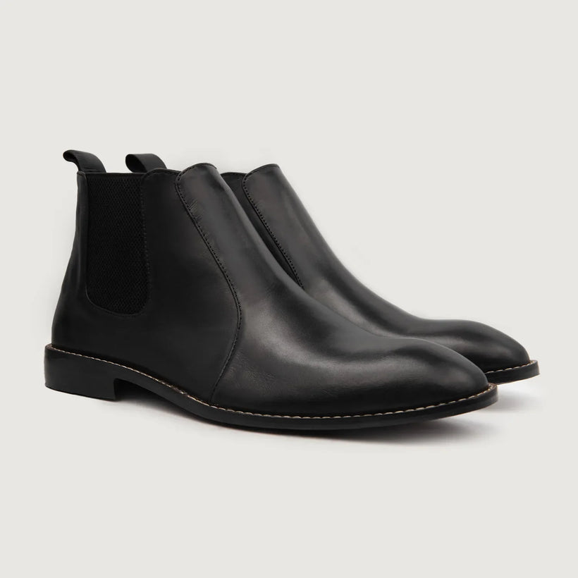Clarkson Chelsea Μαύρο Leather Boots Ανδρικό