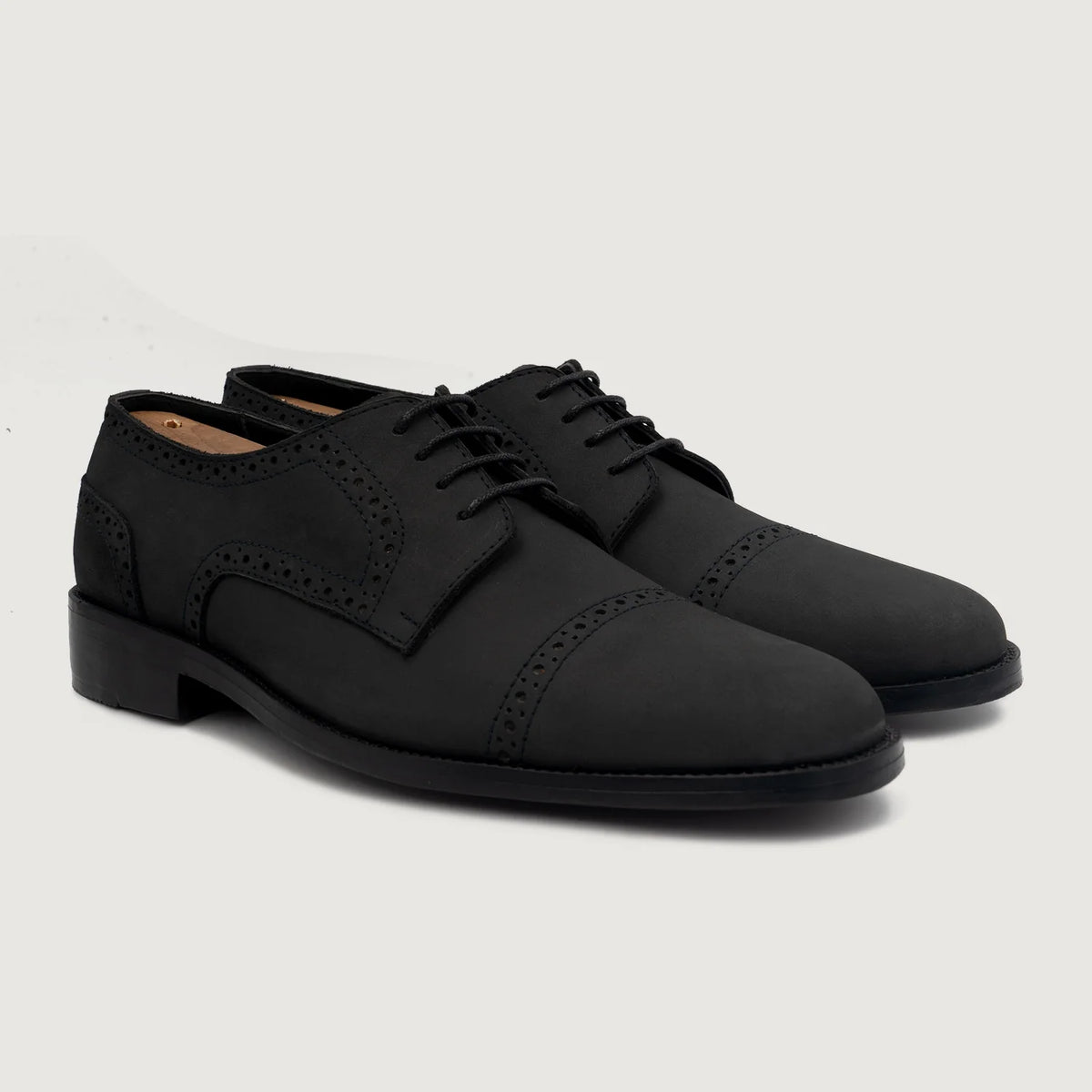 Dirk Brogues Derby Μαύρο Nubuck Δερμάτινα παπούτσια Ανδρικό For Men σε μαύρο γνήσιο δέρμα μόσχου - Πλαϊνή όψη | Αγορά online