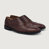 Greyson Brogues Oxford Maroon Leather Shoes For Men in Maroon Full-Grain Leather - Lateral Side Profile View | Buy Online