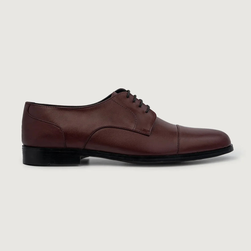 Attorney Derby Maroon Leather Shoes Ανδρικό