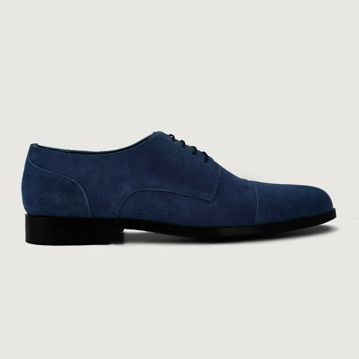 Midnight Blue Goatskin Suede Leather Shoes - Κατασκευή ραφής Goodyear & λεπτομέρεια μύτης παπουτσιού