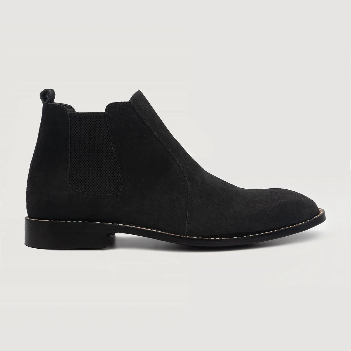 Black Goatskin Suede Leather Boots - Κατασκευή ραφής Goodyear & λεπτομέρεια μύτης παπουτσιού