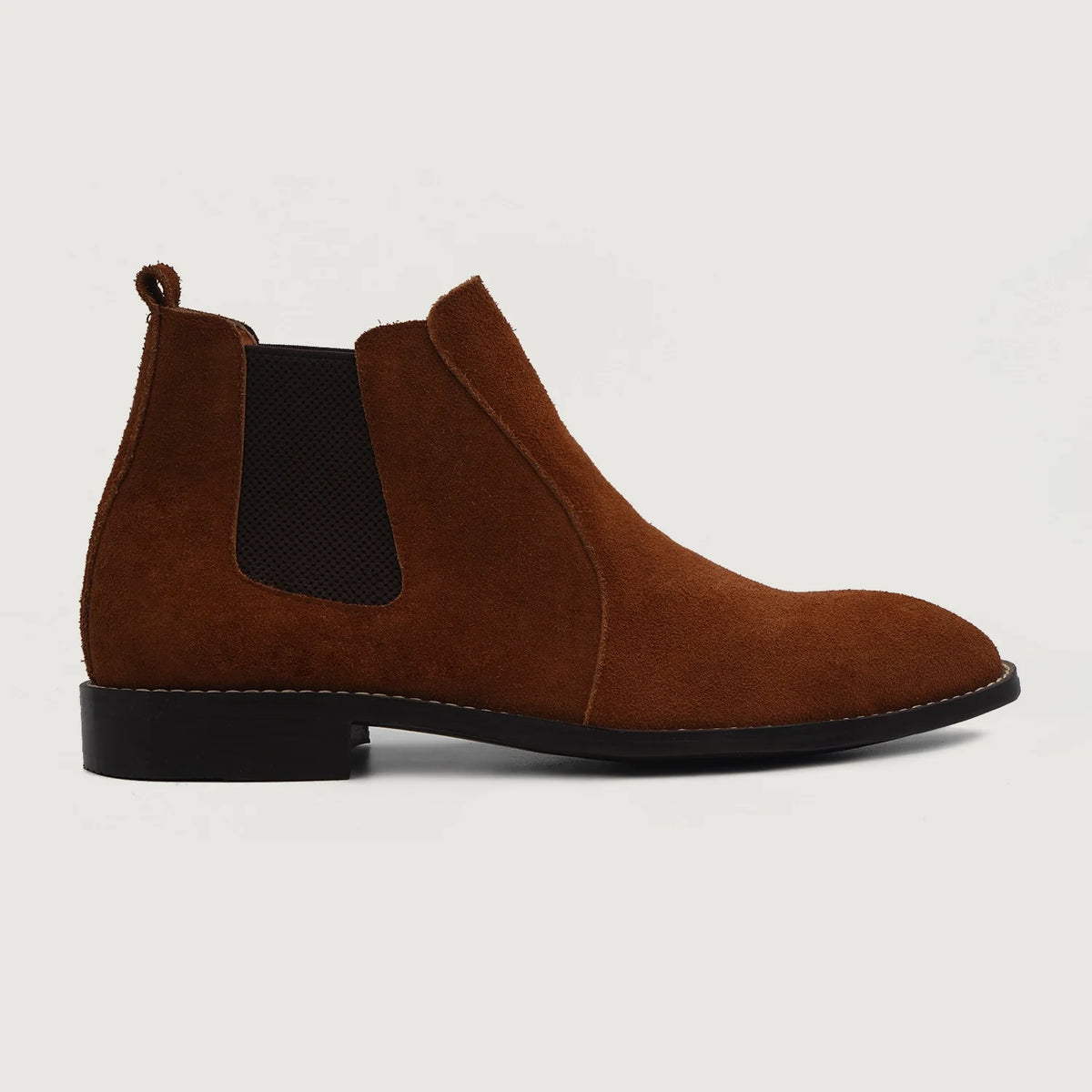 Brown Goatskin Suede Leather Boots - Κατασκευή ραφής Goodyear & λεπτομέρεια μύτης παπουτσιού