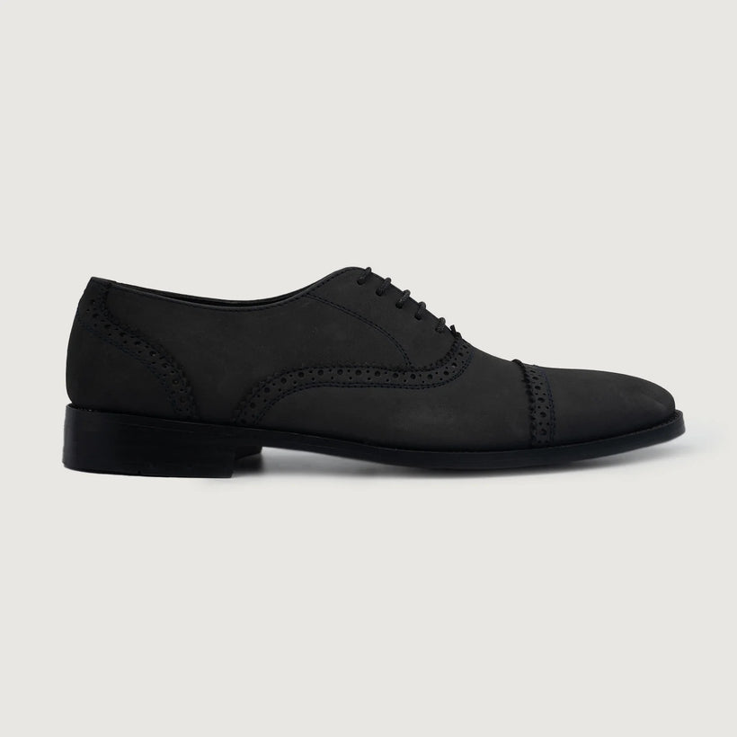 Greyson Brogues Oxford Μαύρο Nubuck Leather Shoes Ανδρικό