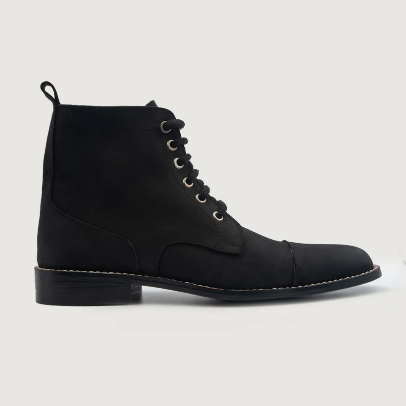 Knight Derby Μαύρο Nubuck Δερμάτινα μποτάκια Ανδρικό