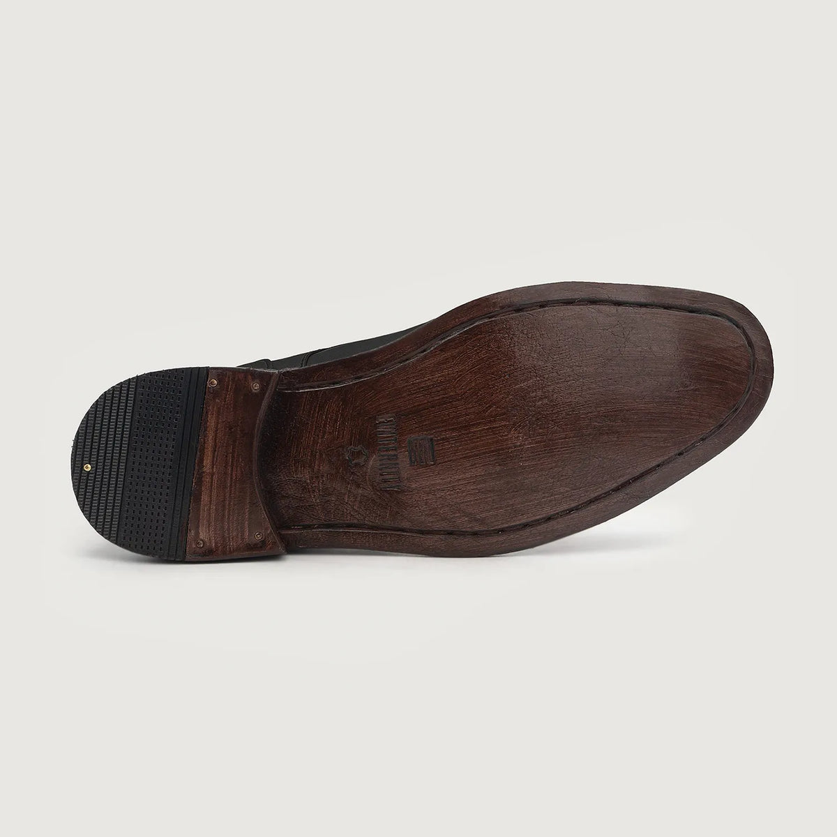High-Traction Rubber Outsole & Lug Tread Pattern on Knight Derby Μαύρο Δερμάτινα μποτάκια Ανδρικό For Men