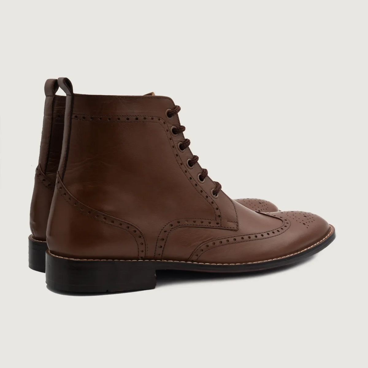 Duster Brogues Derby Καφέ Δερμάτινα μποτάκια Ανδρικό - Πλαϊνή όψη που αναδεικνύει το κόψιμο των μανικιών