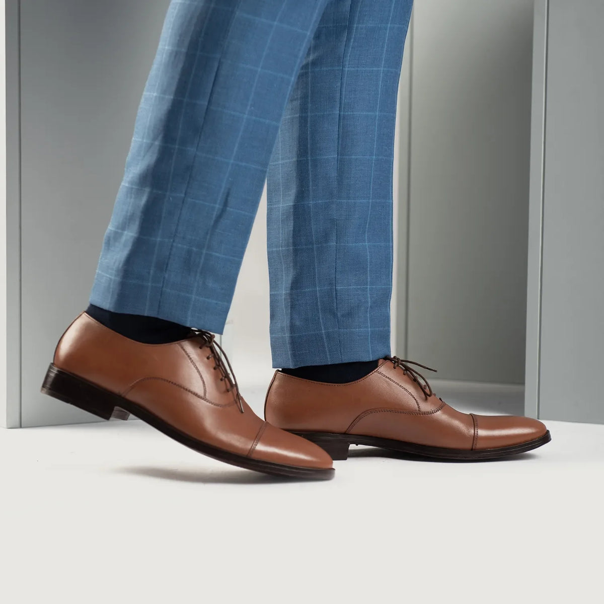 Tan Full-Grain leather Shoes - Κατασκευή ραφής Goodyear & λεπτομέρεια μύτης παπουτσιού