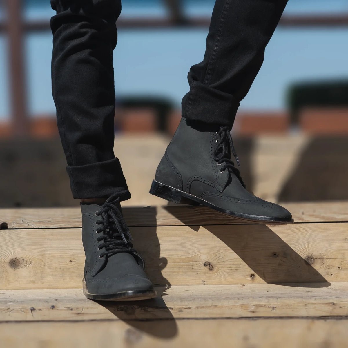 Orlaven Duster Brogues Derby Μαύρο Nubuck Δερμάτινα μποτάκια Ανδρικό footwear image 9
