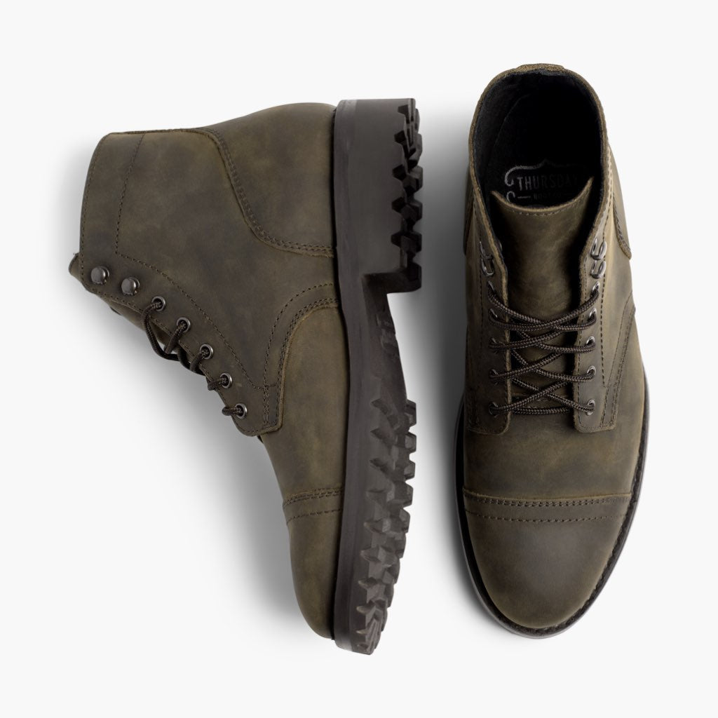 Captain StormKing® Dark Olive Matte Δερμάτινα μποτάκια Ανδρικό - Ενισχυμένη φτέρνα & διπλές ραφές ακριβείας