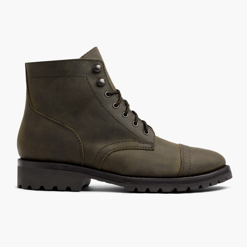 Captain StormKing® Dark Olive Matte Leather Boots Ανδρικό
