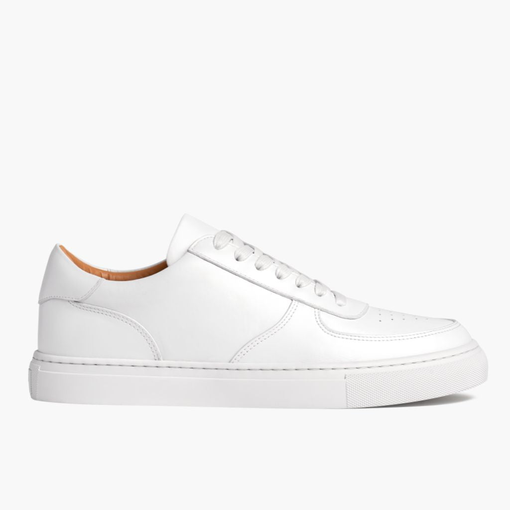 White Full-Grain leather Sneakers - Κατασκευή ραφής Goodyear & λεπτομέρεια μύτης παπουτσιού