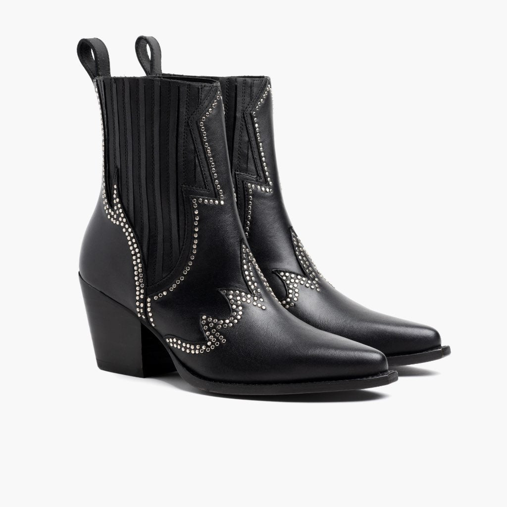 Black Full-Grain leather Boots - Κατασκευή ραφής Goodyear & λεπτομέρεια μύτης παπουτσιού