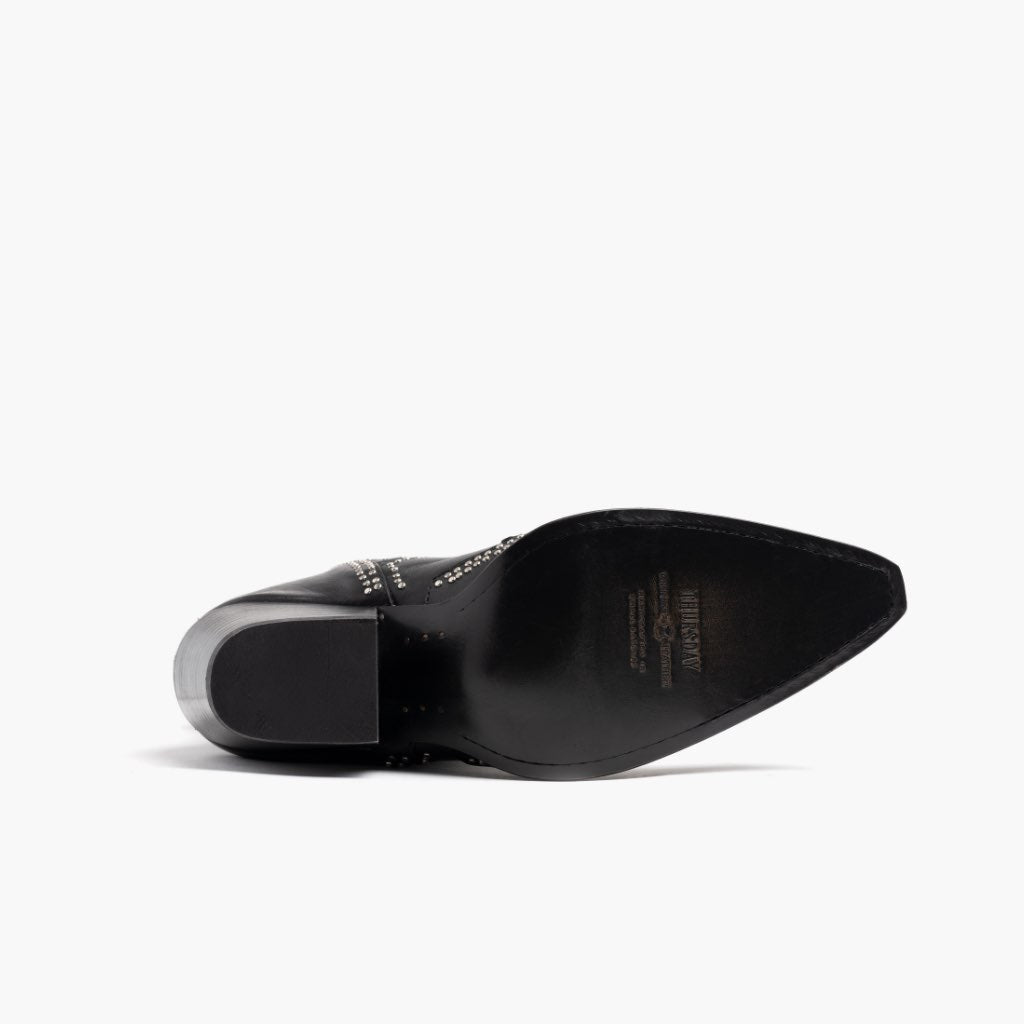High-Traction Rubber Outsole & Lug Tread Pattern on Icon Μαύρο Δερμάτινα μποτάκια Γυναικείο