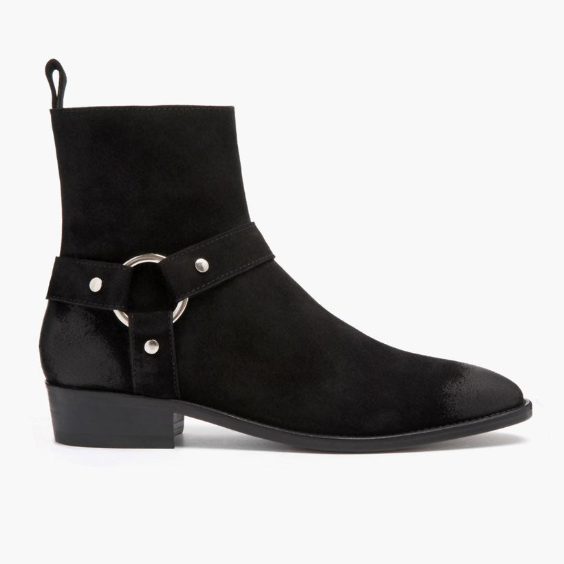 Harness Μαύρο Suede Δερμάτινα μποτάκια Ανδρικό