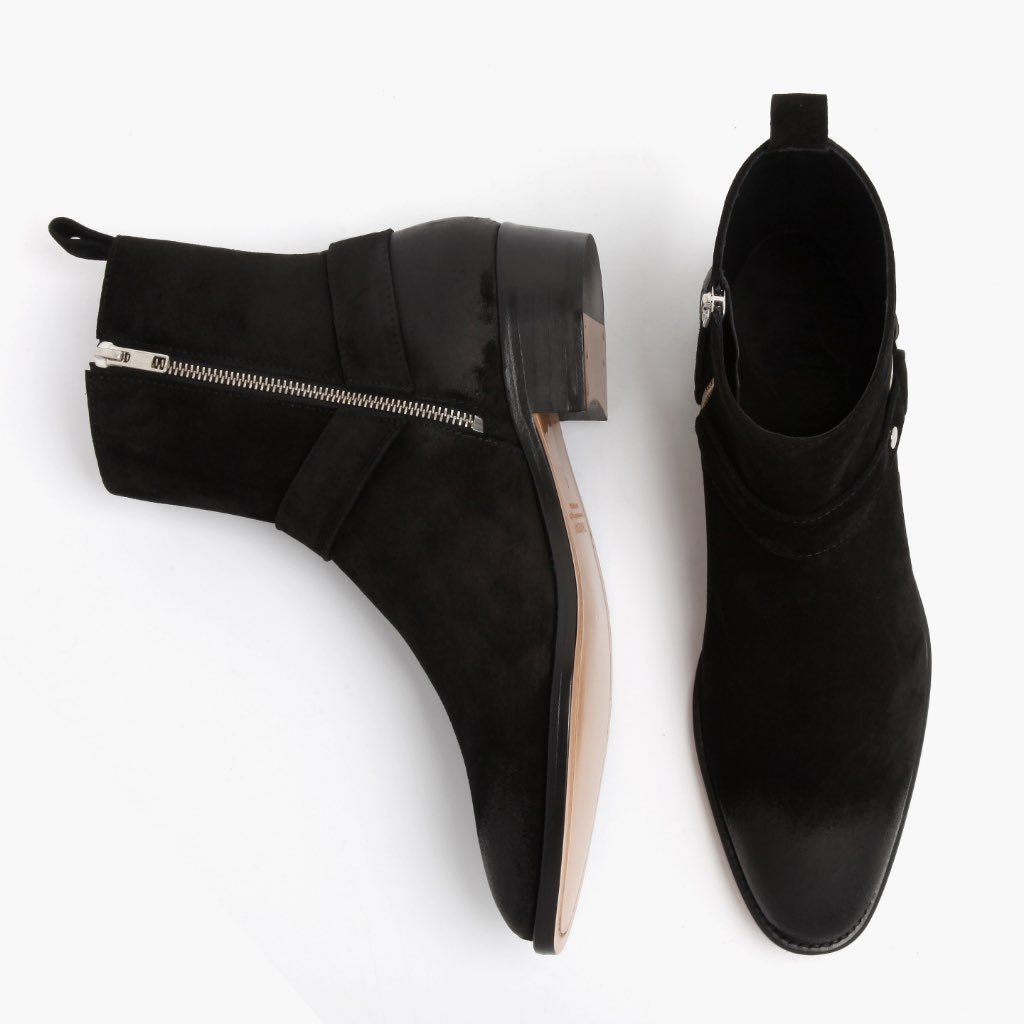 Harness Μαύρο Suede Δερμάτινα μποτάκια Ανδρικό - Ενισχυμένη φτέρνα & διπλές ραφές ακριβείας