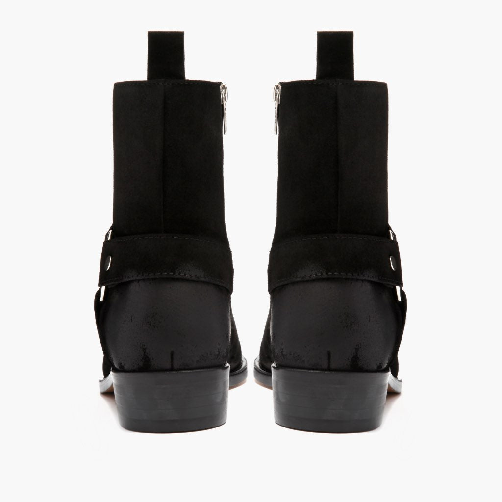 High-Traction Rubber Outsole & Lug Tread Pattern on Harness Μαύρο Suede Δερμάτινα μποτάκια Ανδρικό