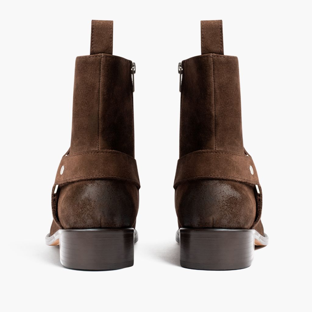 High-Traction Rubber Outsole & Lug Tread Pattern on Harness Dark Καφέ Suede Δερμάτινα μποτάκια Ανδρικό