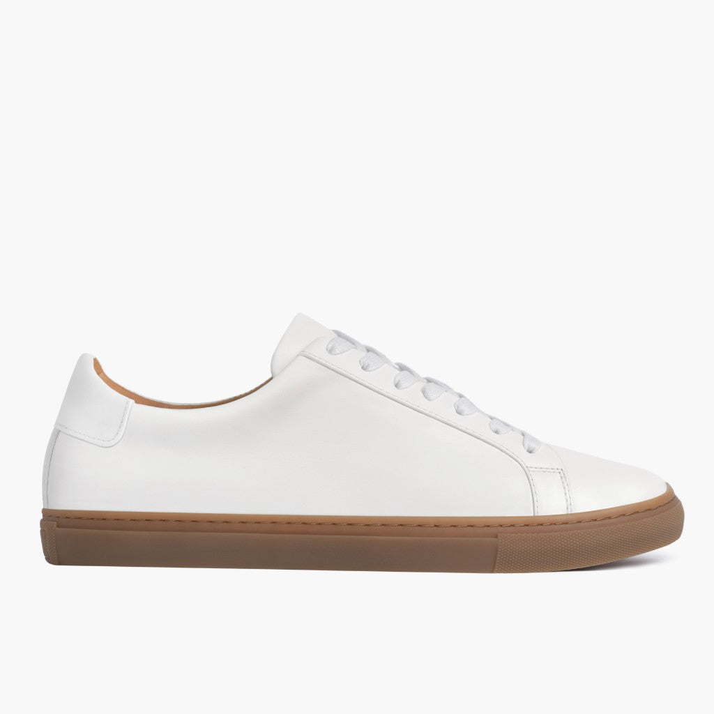 White Full-Grain leather Sneakers - Κατασκευή ραφής Goodyear & λεπτομέρεια μύτης παπουτσιού