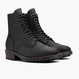 Logger Black Matte Leather Boots in Black Full-Grain Leather - Lateral Side Profile View | Buy Online