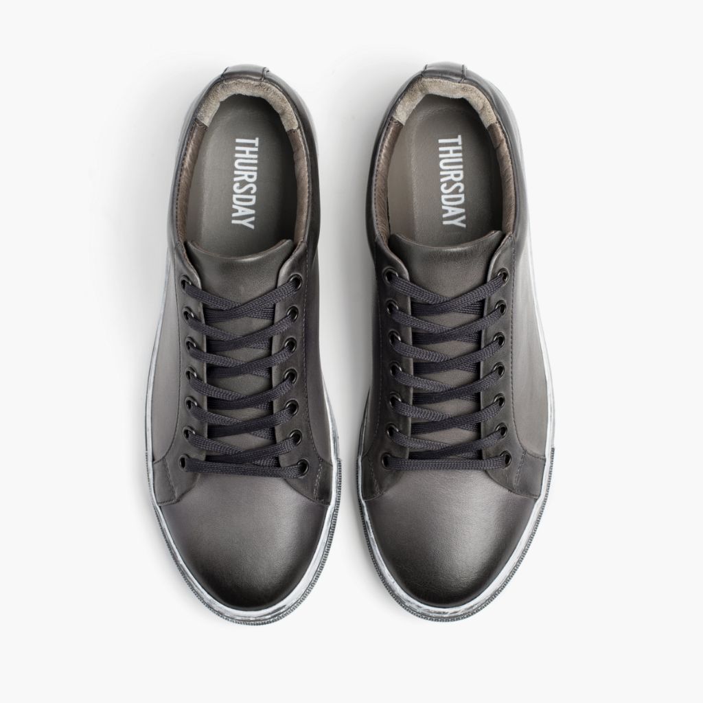 Premier Low Top Distressed Grey Δερμάτινα sneakers Ανδρικό For Men - Ενισχυμένη φτέρνα & διπλές ραφές ακριβείας