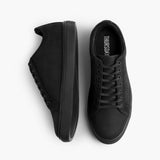 Premier Low Top Black Matte Leather Sneakers For Men - Reinforced Heel Counter & Precision Double-Row Stitching Detail