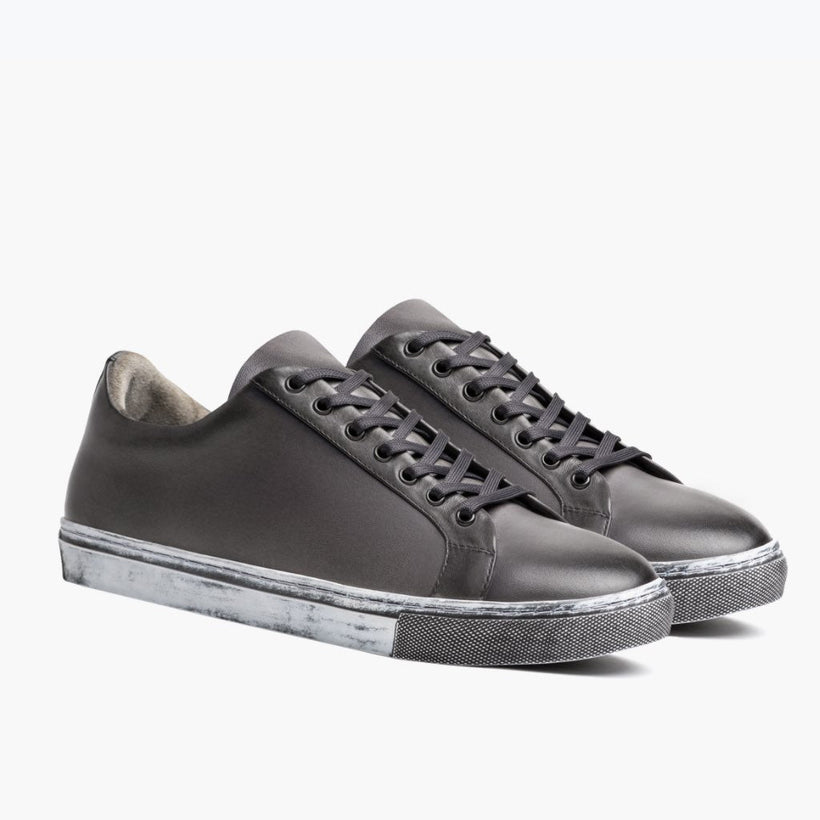 Premier Low Top Distressed Grey Leather Sneakers Ανδρικό