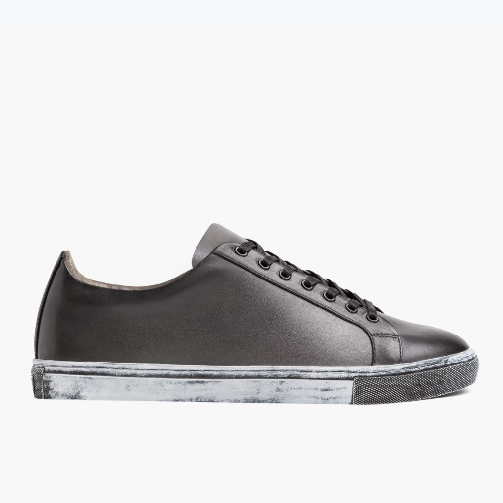 Grey Full-Grain leather Sneakers - Κατασκευή ραφής Goodyear & λεπτομέρεια μύτης παπουτσιού