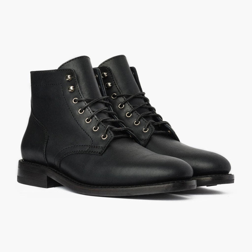 President Μαύρο Matte Leather Boots Ανδρικό