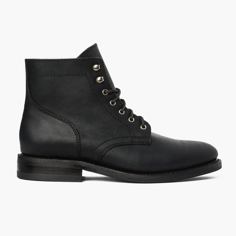 President Μαύρο Matte Leather Boots Ανδρικό