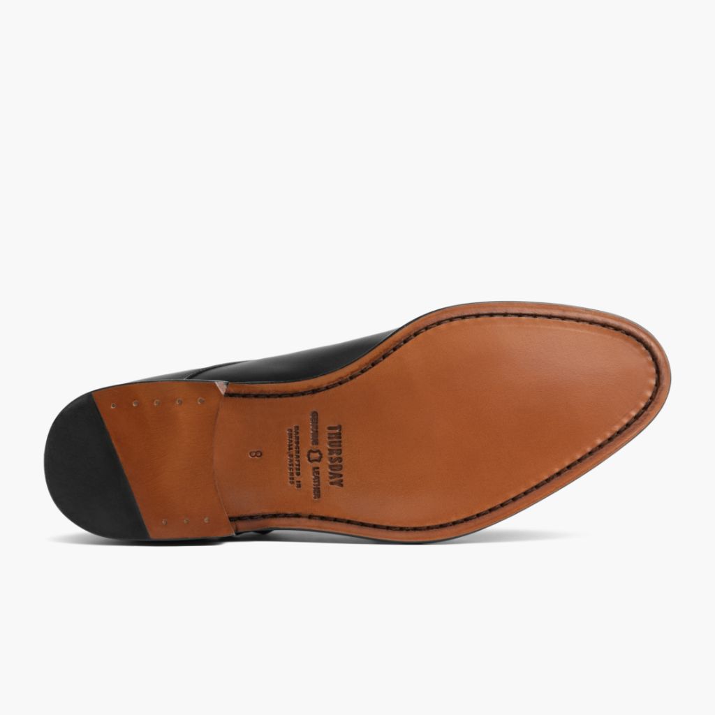 High-Traction Rubber Outsole & Lug Tread Pattern on Saint Μαύρο Δερμάτινα μοκασίνια Ανδρικό For Men