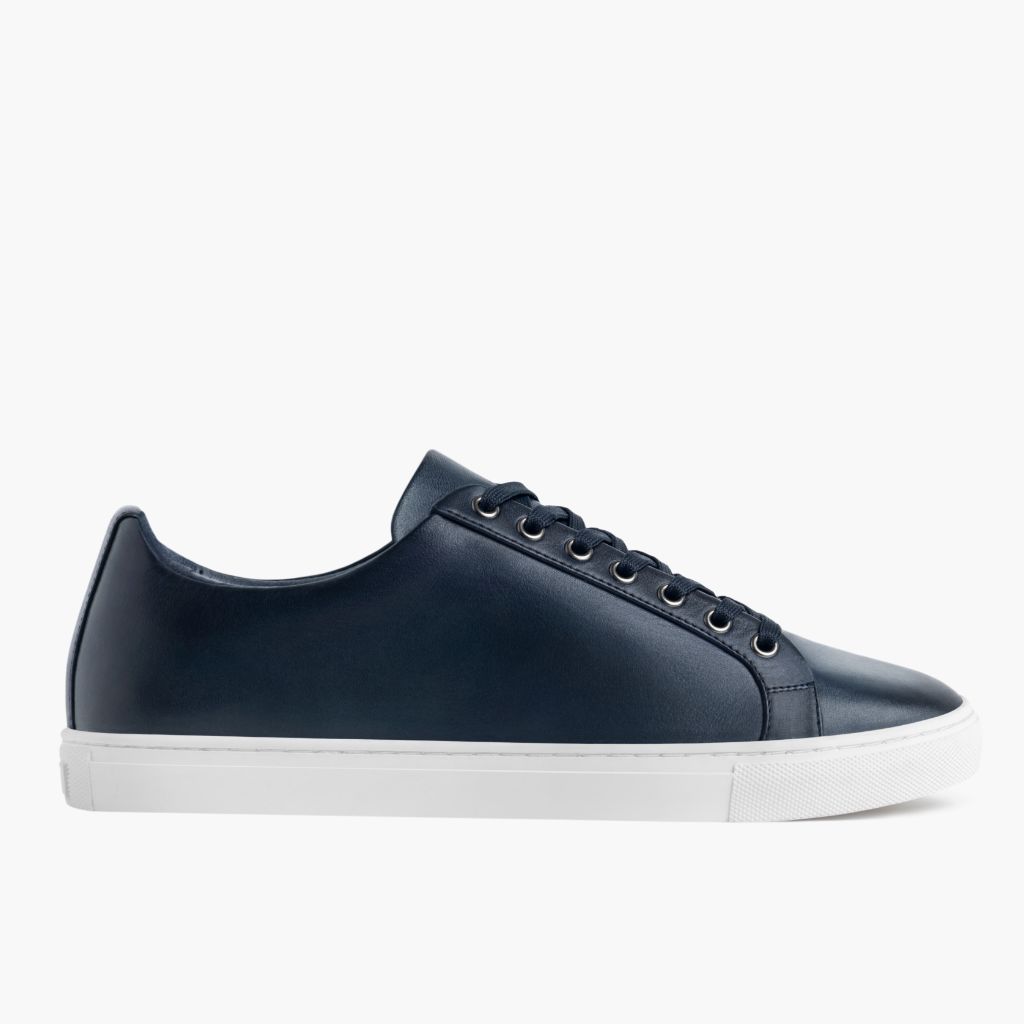 Blue Full-Grain leather Sneakers - Κατασκευή ραφής Goodyear & λεπτομέρεια μύτης παπουτσιού