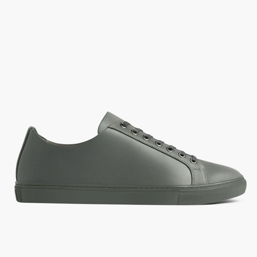 Grey Full-Grain leather Sneakers - Κατασκευή ραφής Goodyear & λεπτομέρεια μύτης παπουτσιού