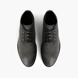 Cadet Shadow Grey Leather Boots - Reinforced Heel Counter & Precision Double-Row Stitching Detail