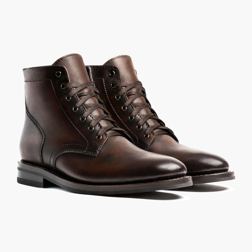 President Μαύρο Coffee Leather Boots Ανδρικό