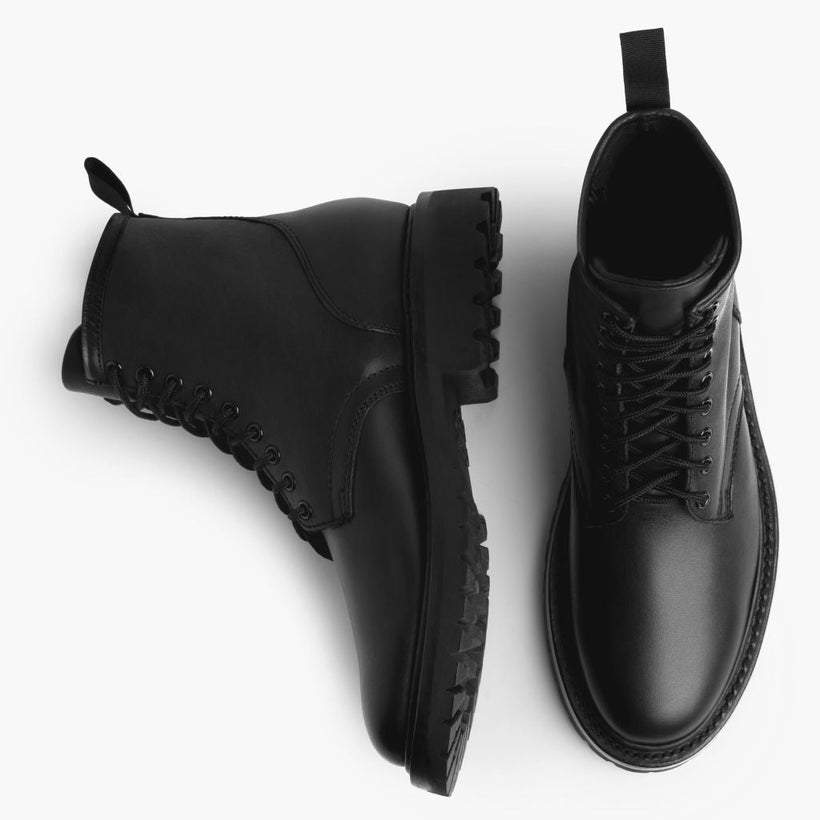 Stomper Μαύρο (No Zipper) Leather Boots Ανδρικό