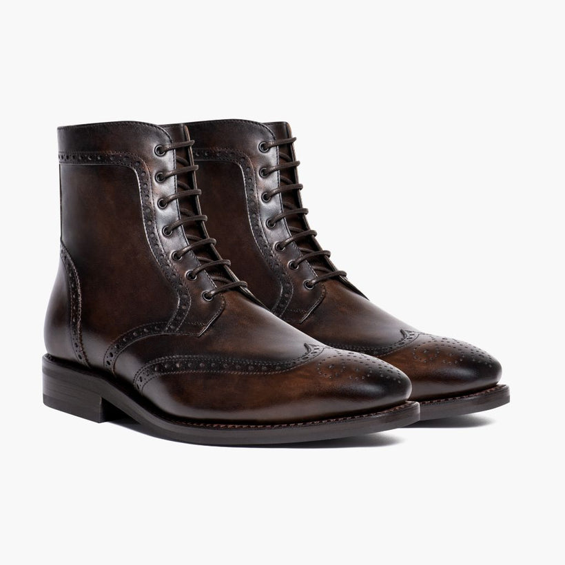 Wingtip Dark Oak Leather Boots Ανδρικό