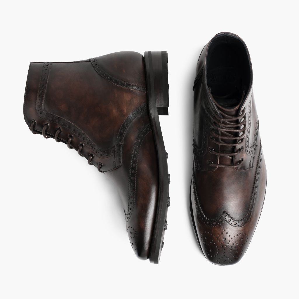 Wingtip Dark Oak Δερμάτινα μποτάκια Ανδρικό For Men - Ενισχυμένη φτέρνα & διπλές ραφές ακριβείας