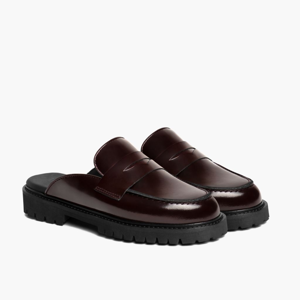 Penny Mule Βουργουνδίας Δερμάτινα μποτάκια Γυναικείο in Burgundy Full-Grain Leather - Πλαϊνή όψη | Αγορά online