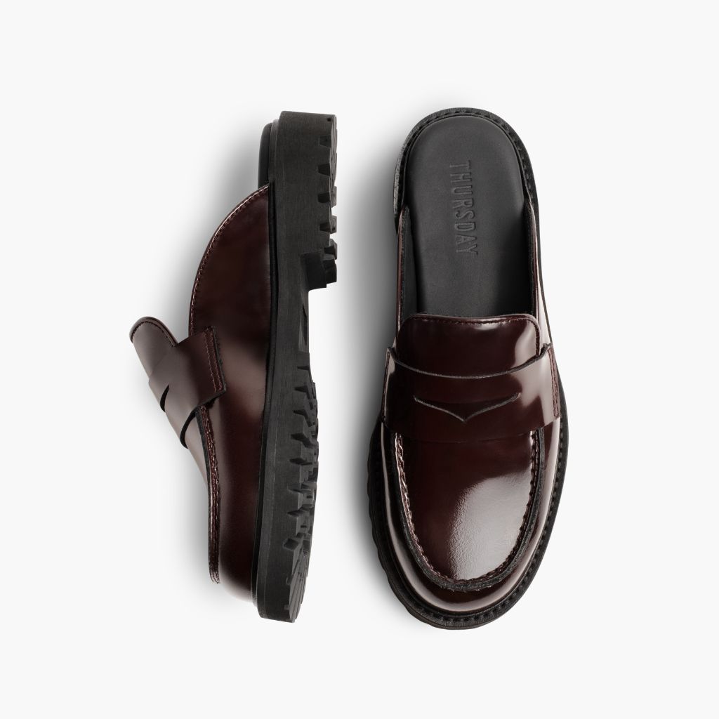 Penny Mule Βουργουνδίας Δερμάτινα μποτάκια Γυναικείο - Ενισχυμένη φτέρνα & διπλές ραφές ακριβείας