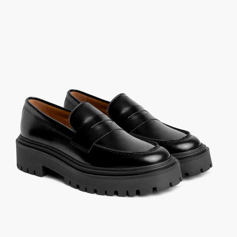 Penny Platform Μαύρο Leather Loafers Γυναικείο