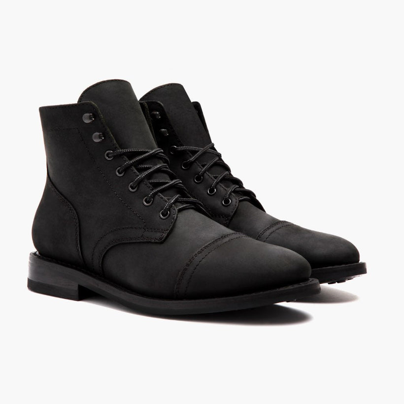 Captain Μαύρο Matte Leather Boots Ανδρικό