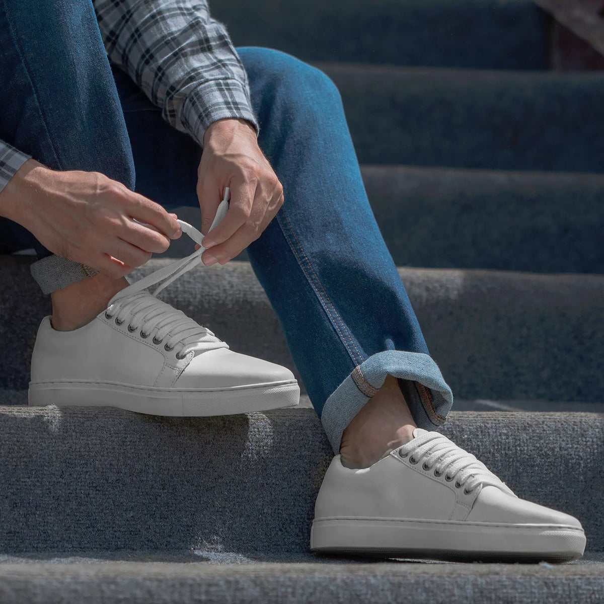 High-Traction Rubber Outsole & Lug Tread Pattern on Murphy Low Top White Δερμάτινα sneakers Ανδρικό