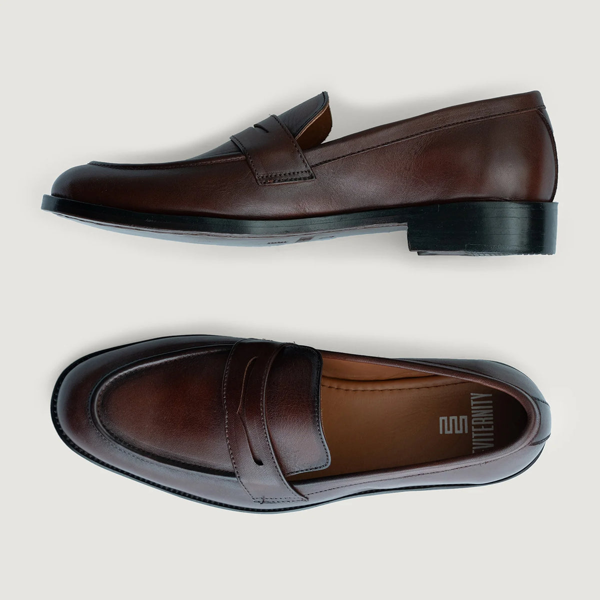 Baxton Burnished Καφέ Δερμάτινα μοκασίνια Ανδρικό For Men - Ενισχυμένη φτέρνα & διπλές ραφές ακριβείας