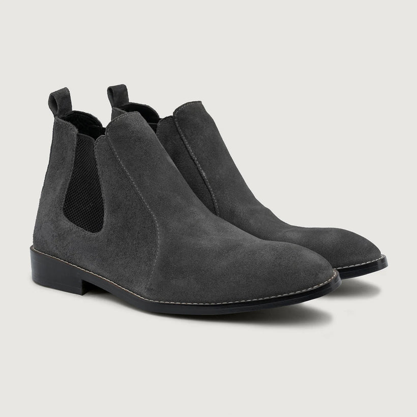 Clarkson Chelsea Grey Suede Leather Boots - StudGuard Ανδρικό