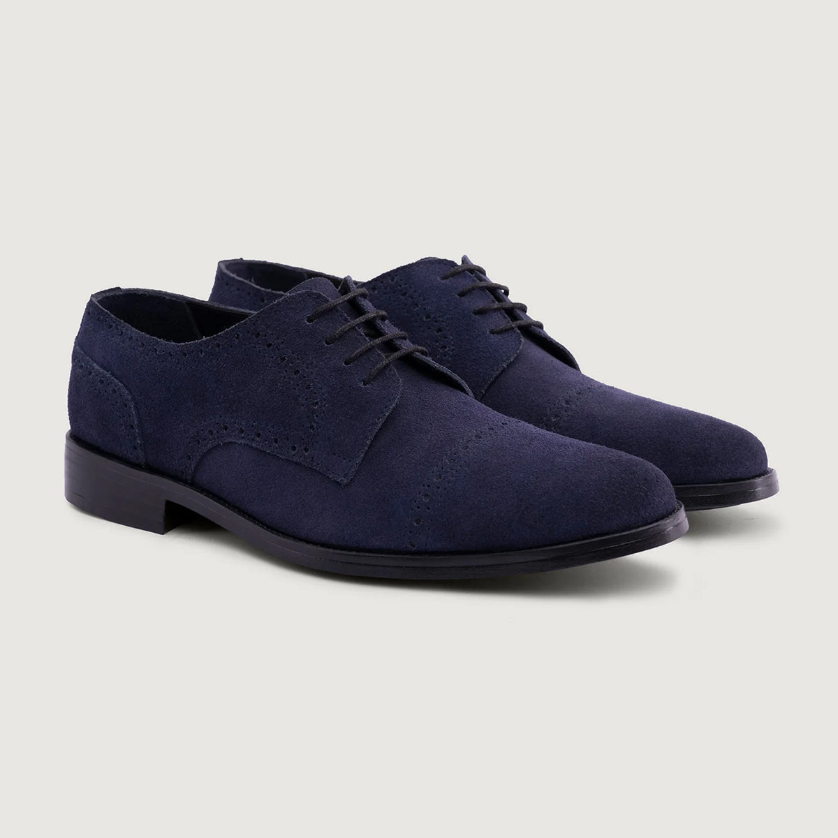 Dirk Brogues Derby Μπλε Suede Δερμάτινα παπούτσια - StudGuard Ανδρικό in Blue Goatskin Suede - Πλαϊνή όψη | Αγορά online