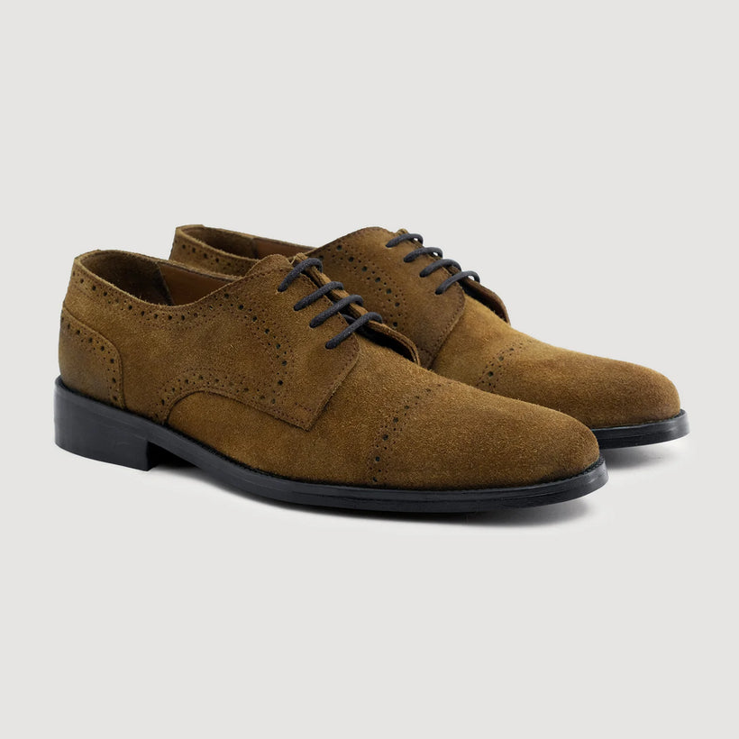 Dirk Brogues Derby Καφέ Suede Leather Shoes - StudGuard Ανδρικό